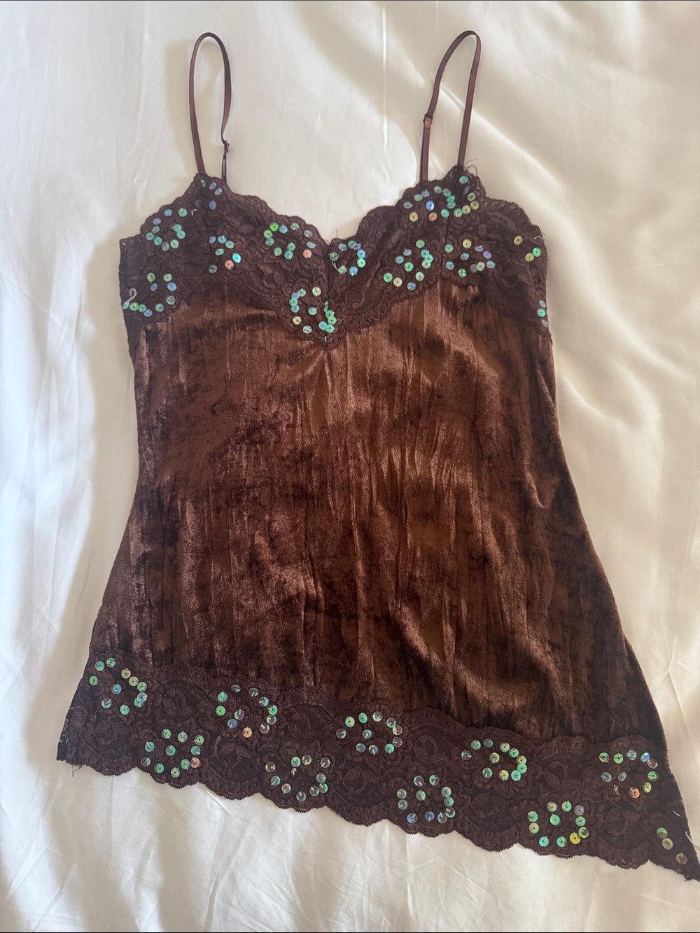 Silver Jeans Brown Velvet Sequin-Embellished Cami - Picture 4 of 7